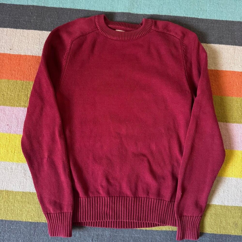 J.Crew Heritage Cotton Crewneck Sweater Men’s S Red Ochre Raglan